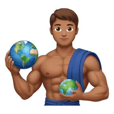 God of earth give a globe in his hand  across his body  give me more than half body  sticker