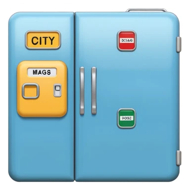 fridge with city magnets sticker