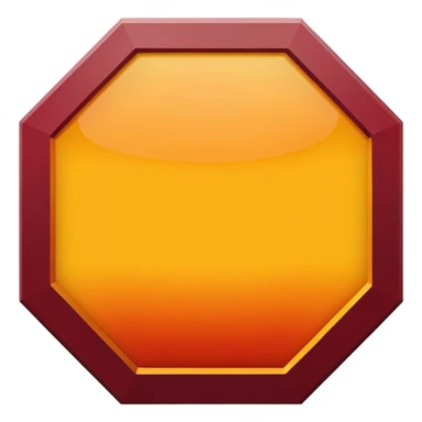 A sharp-edged hexagon with a thick yellow border that shifts slightly toward orange. The inside is a smooth dark-red to maroon gradient. In the center, add a large bold capital V colored with a yellow-orange gradient similar to the border. Keep everything clean, centered, and with no background. sticker