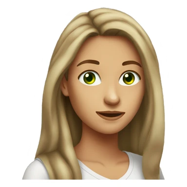 tan young woman green eyes long brown hair pretty sticker