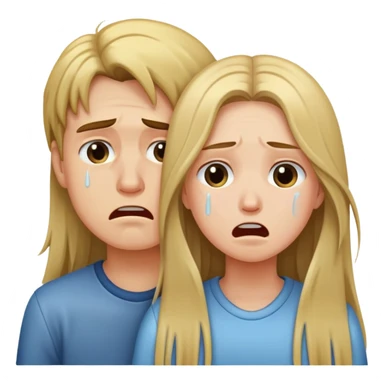 a boy and a girl with long hair crying  sticker