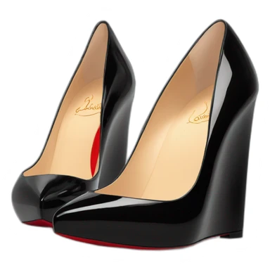 One WEDGE heel LOUBOUTIN black leather PATENT sticker