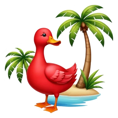 red duck with palm tree sticker