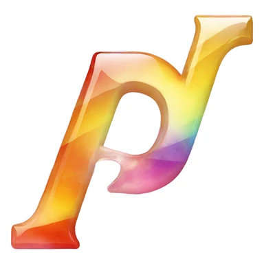 The letter P with a prism inside, using glass effect sticker