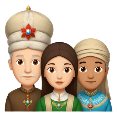 Emoji symbolizing three different cultures of Russia in the form of people (for example, Russians, Tatars, Bashkirs) sticker