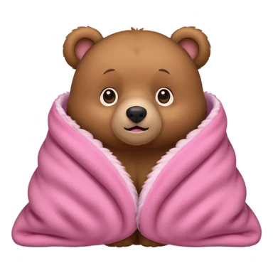 cute bear peeking out of a pink blanket sticker