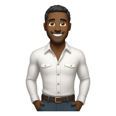 Guy with brown skin in white long sleeve wins sticker