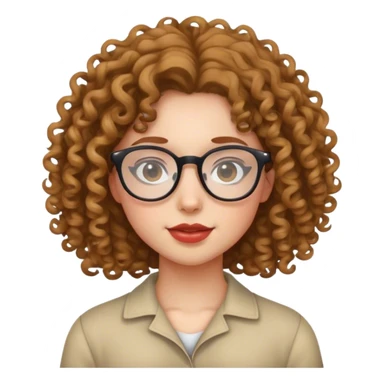 A girl with curly hair and glasses  sticker