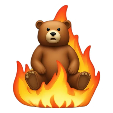 a bear on fake fire sticker