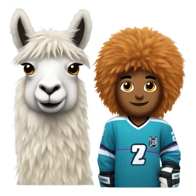 Hockey player with llama hair sticker
