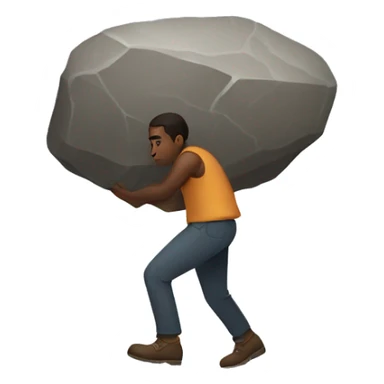 person carring big stone sticker