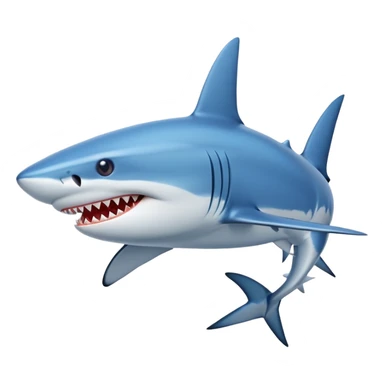 blue shark with sharp teeth swimming sticker