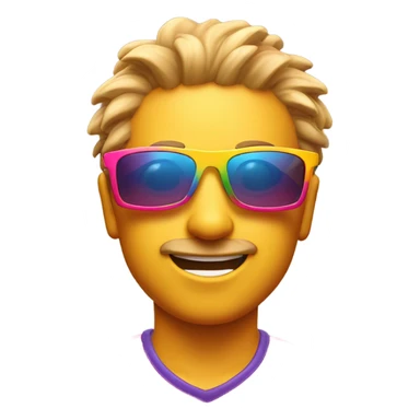 sporty sun, with sporty sunglasses, 80s style sticker