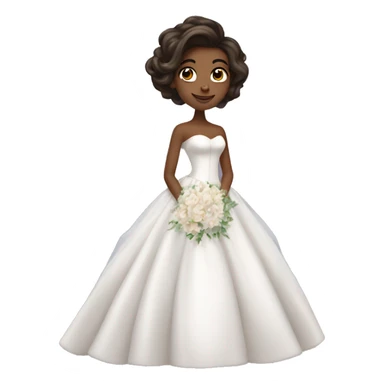 beautiful brunette girl with blowout hair in big beautiful wedding dress sticker