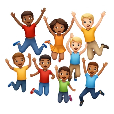 group of children jumping in the air, fun and lively sticker