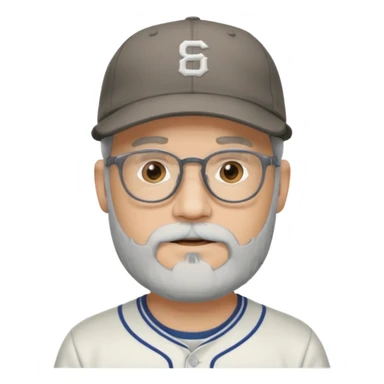 male full gray beard glasses and baseball cap sticker