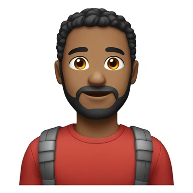 man  with red t-shirt have black hair, light skin, blue eyes sticker