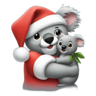 Santa hugging a koala sticker