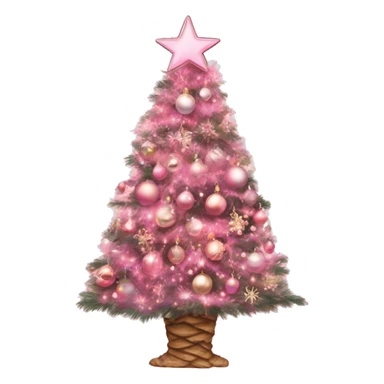 Christmas tree pink aesthetic and decorated sticker