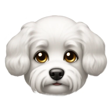 Slightly fluffy Small dog face with white muzzle, black fur around eyes and connects to floppy short ears, black nose, and a curious, sweet expression. sticker