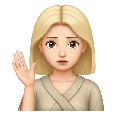 Woman with one hand near temple, tilted head and confused expression sticker