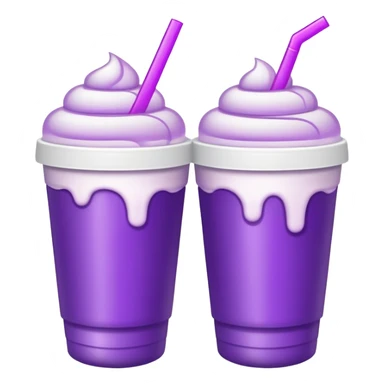 Two foam cups stacked on one another, filled with a purple drink sticker