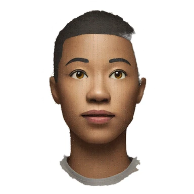 Person face portrait made entirely of a collage sticker