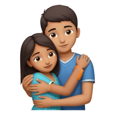 indian boy hugging indian girl from behind... boys hand down near navel of girl... boys head on the shoulder of girl... hugging tight.. more romantic sticker