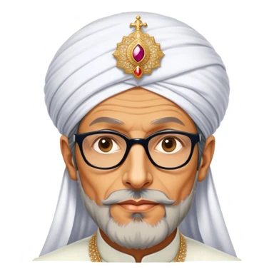 Jeff Goldblum no glasses as a regal portrait dressed as suleiman-the-magnificent,-depicted-as-a-regal-ottoman-sultan-adorned-with-a-large,-white,-round,-tall-turban-and-a-majestic-grey-beard,-his-commanding-gaze-bathed-in-warm,-historic-lighting-that-exudes-timel sticker