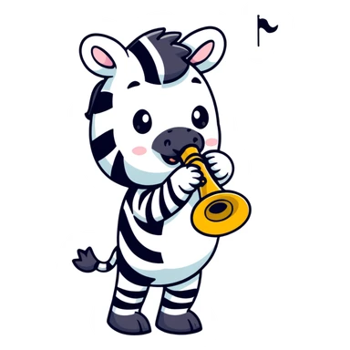 zebra playing trumpet sticker