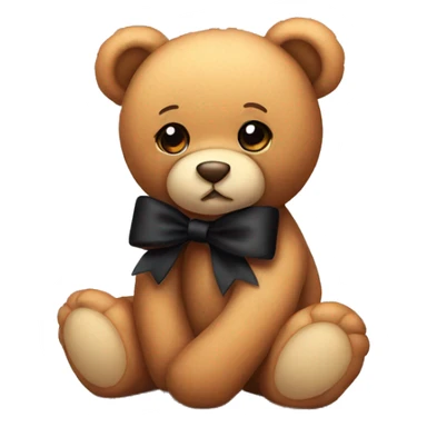 Cute teddy bear with black bow sticker