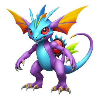 A 3D CGI model of a randomly-colored cool badass Fakémon-Pokémon-Digimon-Spectrobe-creature (full body) sticker