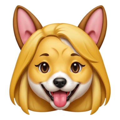 model girl with dog ears and dog tongue, styled like the iOS emoji Snapchat dog mask, winking sticker