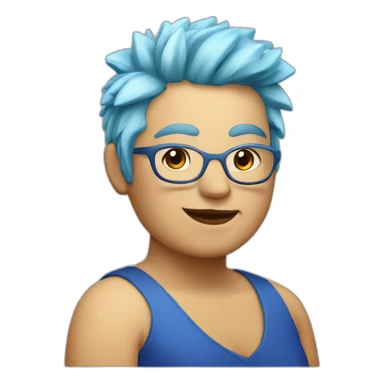 Older fat lesbian Chilean very short spiky bright blue hair sticker