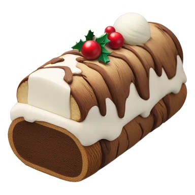 Christmas ice cream cake in the shape of a log og wood with coffee and vanilla ice cream  sticker