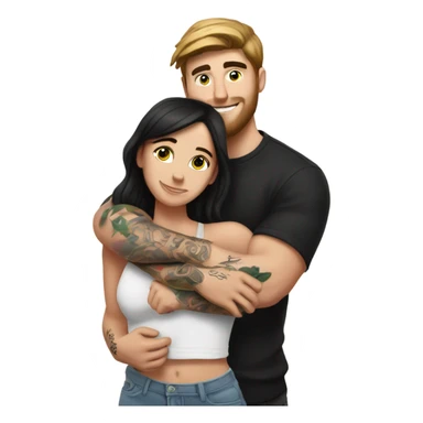 mr beast with tattoos hugging brunette girl sticker