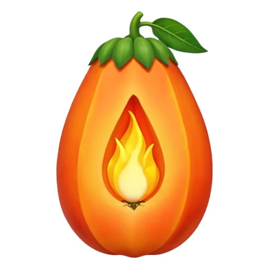 I want the shape and the color of the original papaya fruit, however, the fruit itself should be contitued by a flame sticker