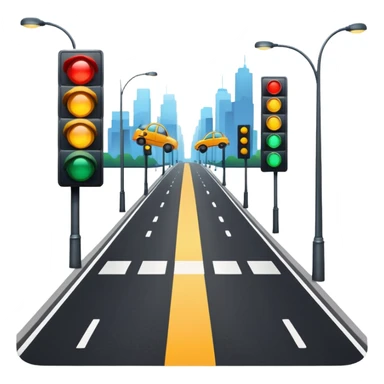 a city street with cars and traffic lights sticker