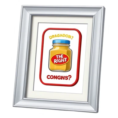 A ‘the price is right’ display that says ‘Drug or condiment?’ Instead of prices or numbers  sticker