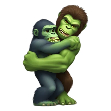 Ape giving hulk a hug sticker