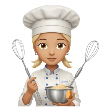 female chef holding whisk and bowl sticker
