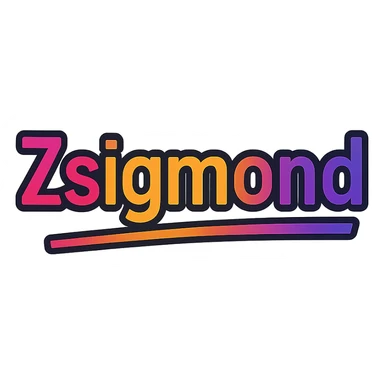 modern colorful gradient typography of the name Zsigmond with dark outline, dynamic slanted or partial underline, in the style of reference patterns sticker