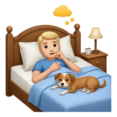 Man laying in bed dreaming of dogs  sticker