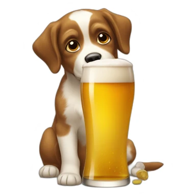 Petit chien buvant une bière sticker