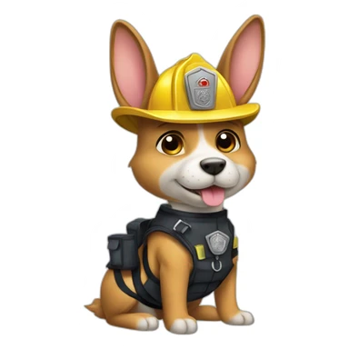 a jackrabbit terrier dog who works as a firefighter and wears a bulletproof vest sticker