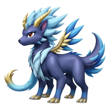 Shiny Sunny furry scaly painted Asian pastel-gradient Absol-Solgaleo-Luxray-Suicune-fusion sticker