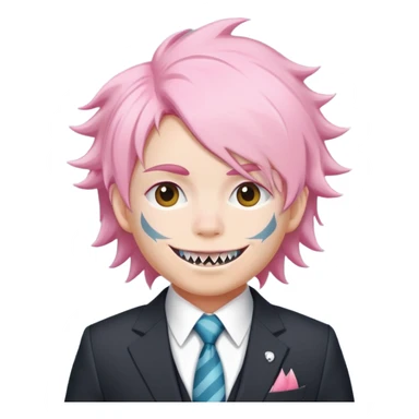 Fluffy colour pink ca director in sut shark teeth sticker