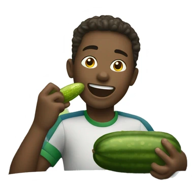 smiling boy in car interior eating a pickle sticker