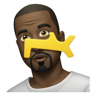 Kanye west holds a yellow sign sticker