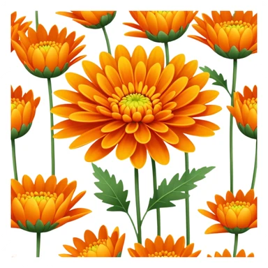 single Vibrant Orange Chrysanthemum, straight stem sticker